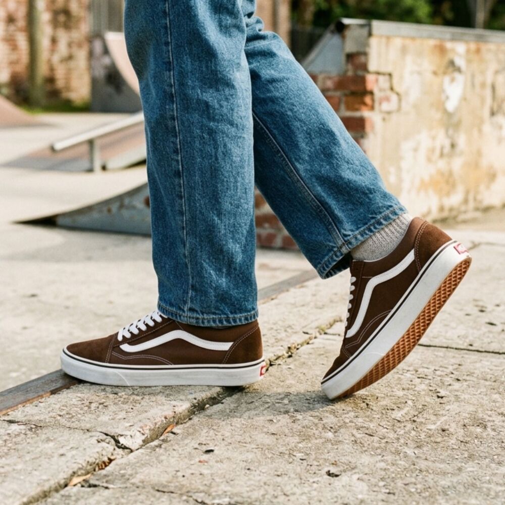 Vans Old Skool Chocolate Brown Suede Low Top Sneakers Men Size 9 Womens 10.5